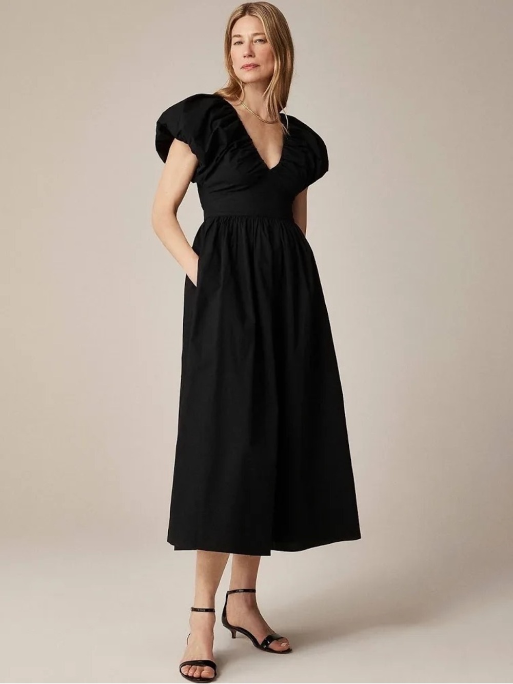 J. Crew Collection Cecily Puff Sleeve Poplin Dress